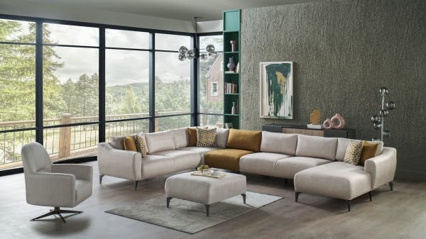 Sanvela Köşe Takımı Modüler - Krem - Füme Ayak