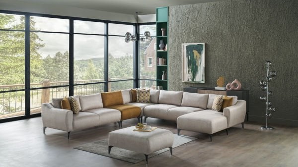 Sanvela Köşe Takımı Modüler - Krem - Füme Renk Ayak