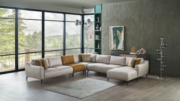 Sanvela Köşe Takımı Modüler - Krem - Füme Renk Ayak