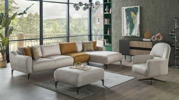 Sanvela Köşe Takımı Modüler - Krem - Füme Renk Ayak