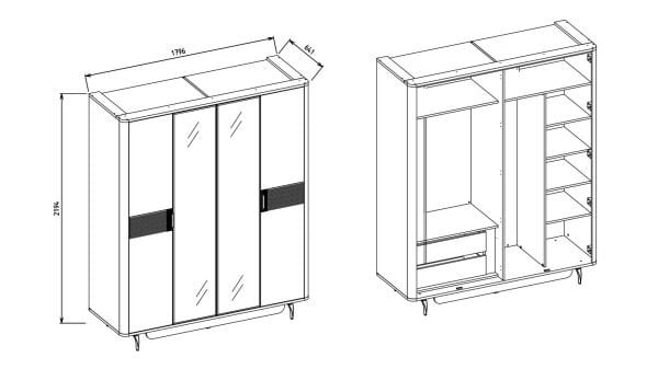 Larissa 4 Kapaklı Gardırop