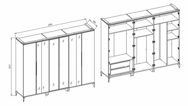 Loretto 6 Kapaklı Gardırop