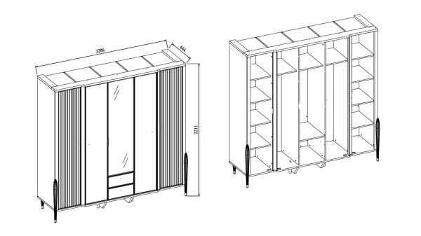 Gravita 5 Kapaklı Gardırop