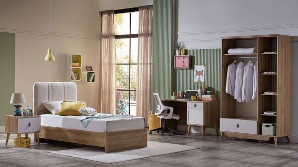 Genç Odası Ortak Karyola Kasası Meşe 120X200