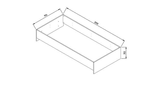 Genç Odası Ortak Karyola Kasası Meşe 90X200