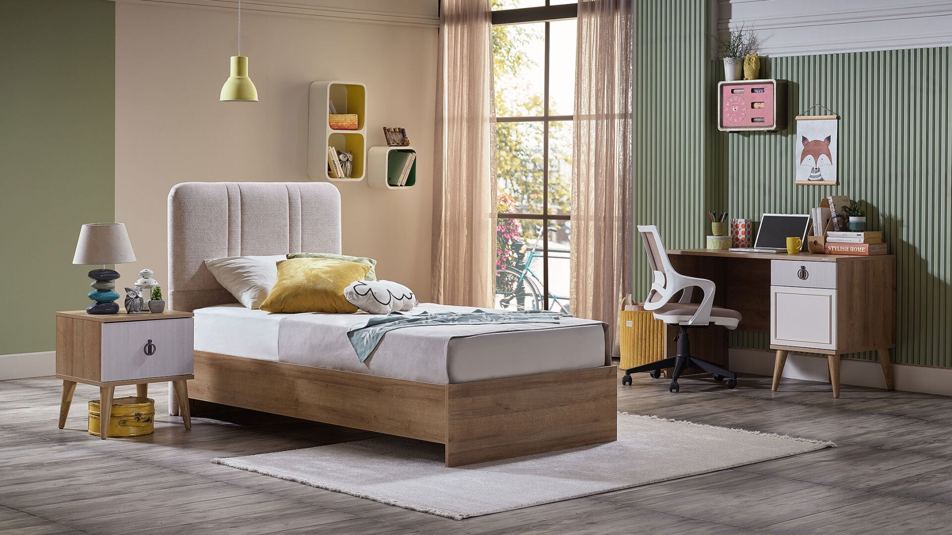 Genç Odası Ortak Karyola Kasası Meşe 90X200