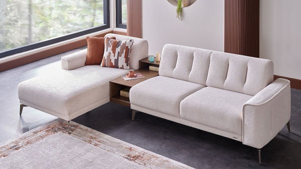 Atlanta Köşe Takımı Modüler - Krem - Bronz Ayak