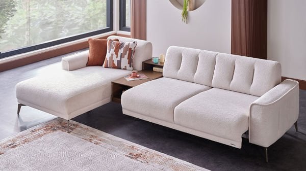 Atlanta Köşe Takımı Modüler - Krem - Bronz Ayak
