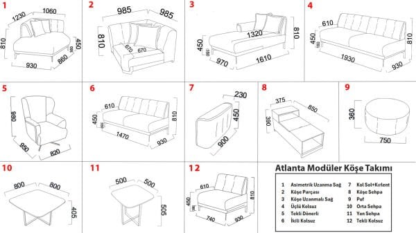Atlanta Kolsuz Üçlü - Krem - Meşe Renk Ayak