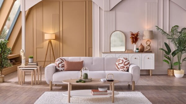 Rozy Üçlü Koltuk - Bej