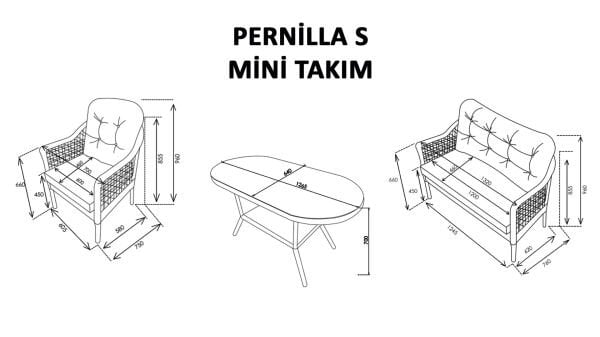 Pernilla S İkili Koltuk Gri