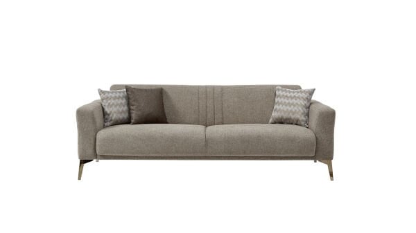 Nadia Üçlü Koltuk - Vizon - Bronz Renk Ayak