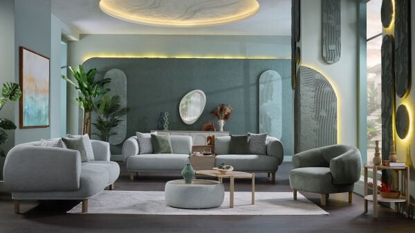 Claris Üçlü Sehpalı Koltuk - Mint Yeşili