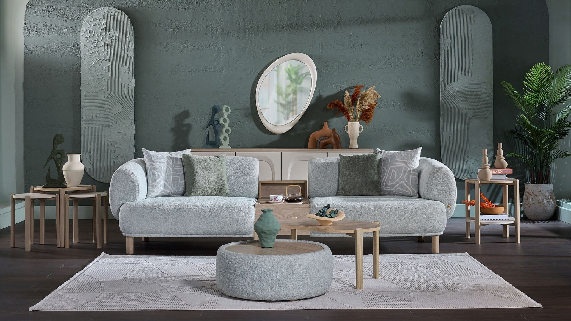 Claris Üçlü Sehpalı Koltuk - Mint Yeşili