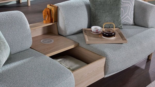 Claris Üçlü Sehpalı Koltuk - Mint Yeşili