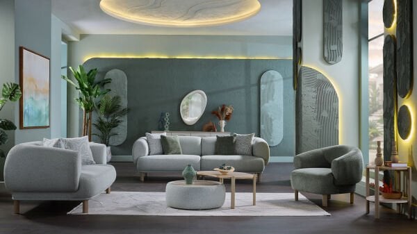 Claris Üçlü Koltuk - Mint Yeşili