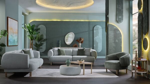 Claris Üçlü Koltuk - Mint Yeşili