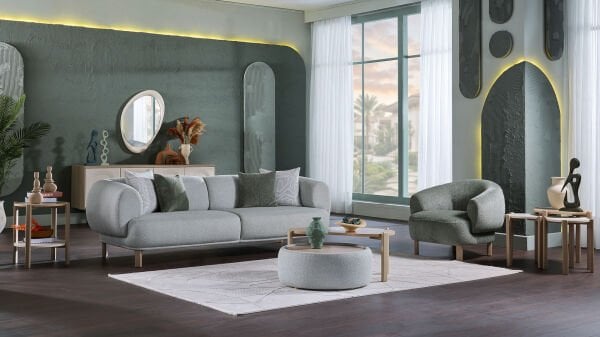 Claris Üçlü Koltuk - Mint Yeşili