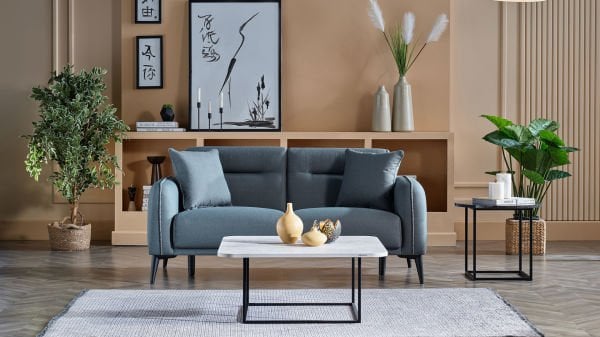 Riga İkili Koltuk - Yeşil - Siyah Renk Ayak