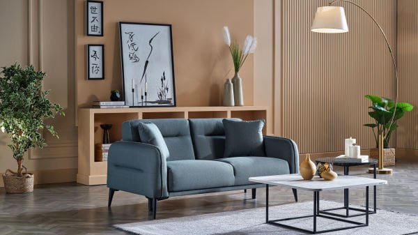 Riga İkili Koltuk - Yeşil - Siyah Renk Ayak