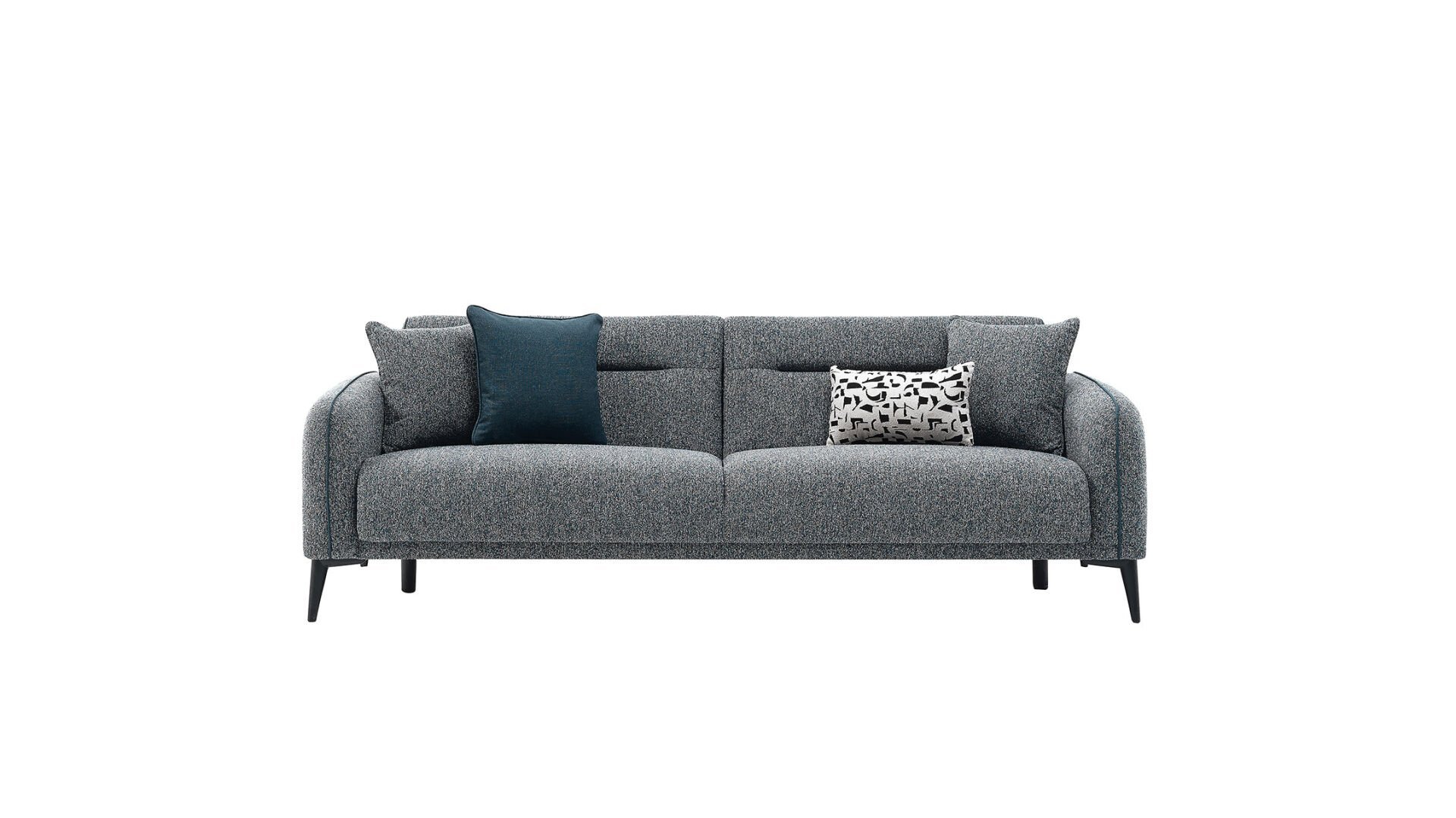 Riga Üçlü Koltuk - Açık Yeşil - Siyah Renk Ayak