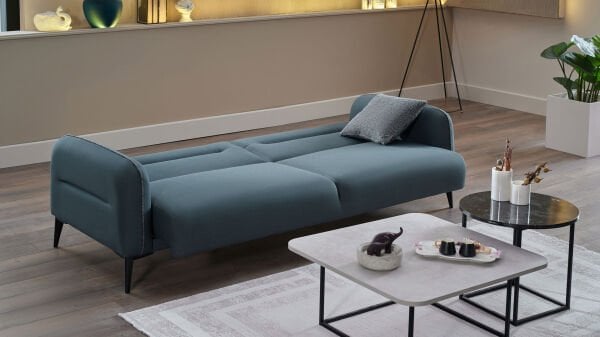 Riga Üçlü Koltuk - Yeşil - Siyah Renk Ayak