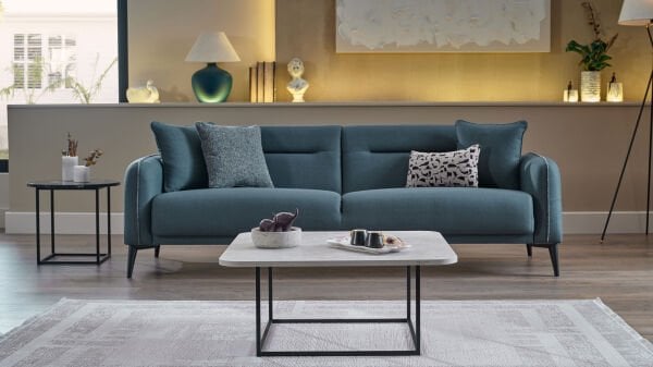 Riga Üçlü Koltuk - Yeşil - Siyah Renk Ayak