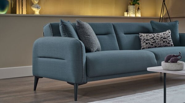 Riga Üçlü Koltuk - Yeşil - Siyah Renk Ayak