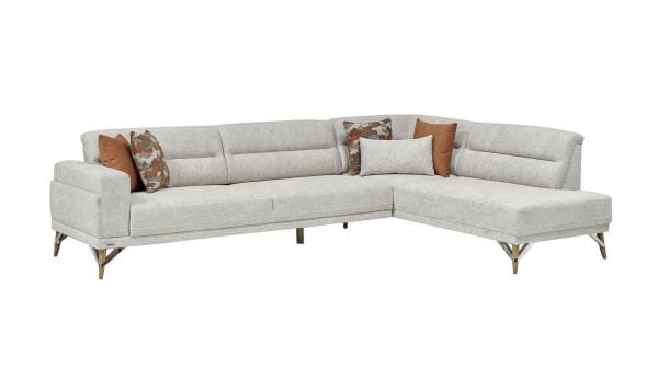 Valencia Köşe Koltuk L Sol - Beyaz - Meşe Renk Ayak