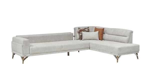 Valencia Köşe Koltuk L Sol - Beyaz - Meşe Renk Ayak