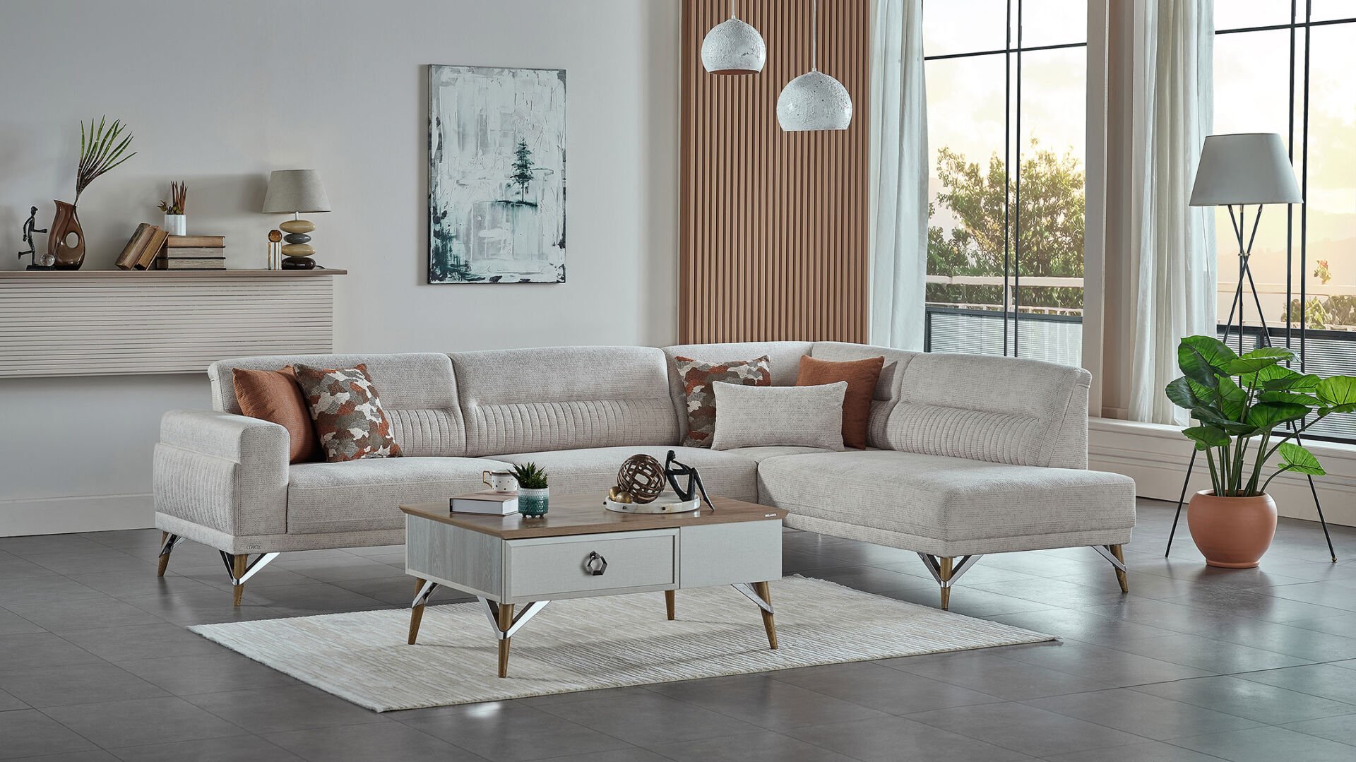 Valencia Köşe Koltuk - Beyaz