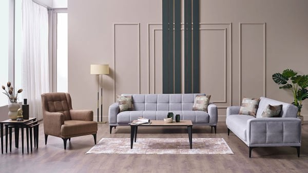 Palermo S Üçlü Koltuk - Siyah Renk Ayak