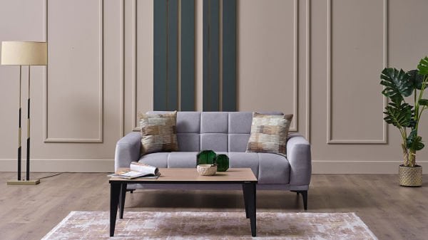 Palermo S İkili Koltuk - Siyah Renk Ayak Gri