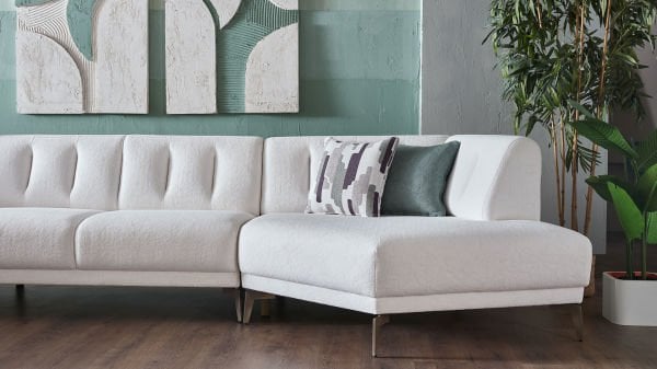 Atlanta Köşe Takımı Modüler - Beyaz -Bronz Ayak