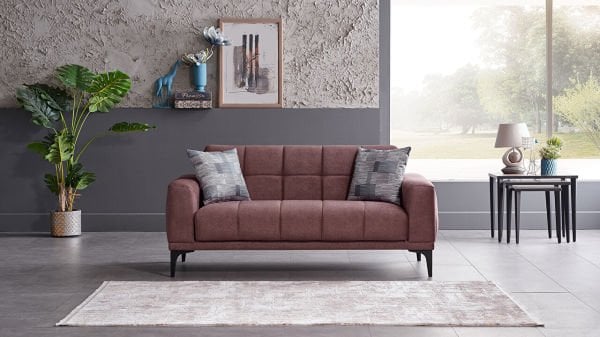 Palermo S İkili Koltuk - Siyah Renk Ayak Tarçın