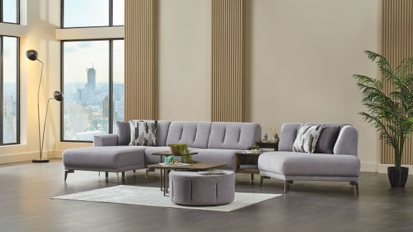 Atlanta Köşe Takımı Modüler - Gri - Bronz Renk Ayak