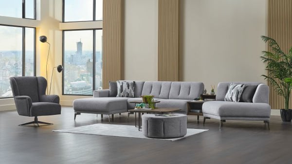 Atlanta Köşe Takımı Modüler - Gri - Bronz Renk Ayak