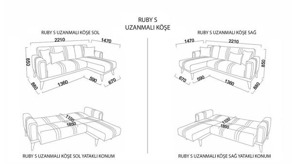 Ruby S Uzanmalı Köşe Sol Koltuk - Krem