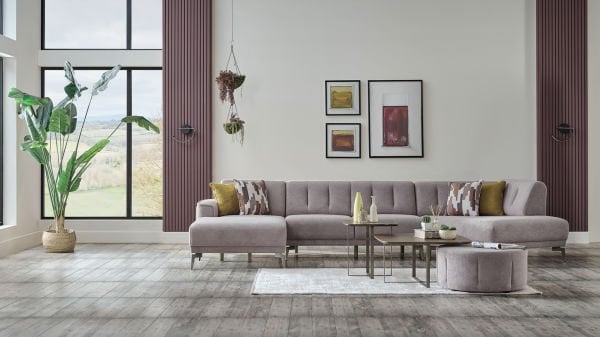Atlanta Köşe Takımı Modüler - Vizon - Bronz Renk Ayak