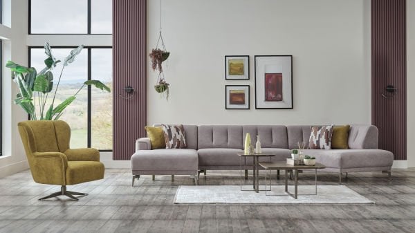 Atlanta Köşe Takımı Modüler - Vizon - Bronz Renk Ayak