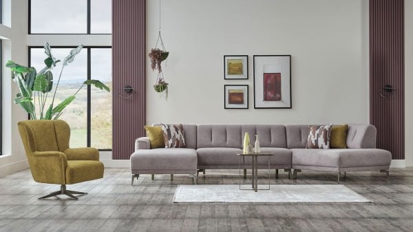 Atlanta Köşe Takımı Modüler - Vizon - Bronz Renk Ayak