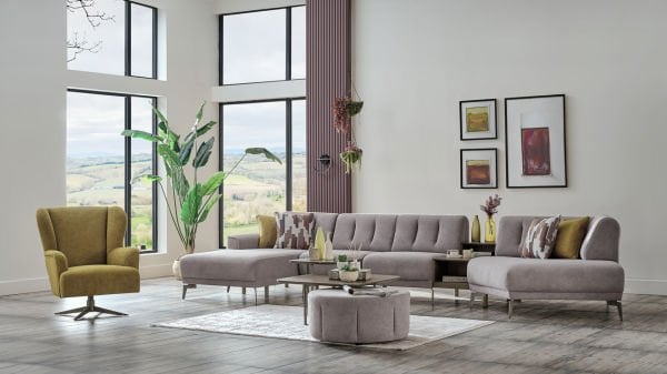 Atlanta Köşe Takımı Modüler - Vizon - Bronz Renk Ayak