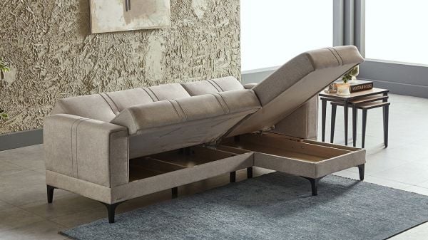 Ruby S Uzanmalı Köşe Sol Koltuk - Krem Krem