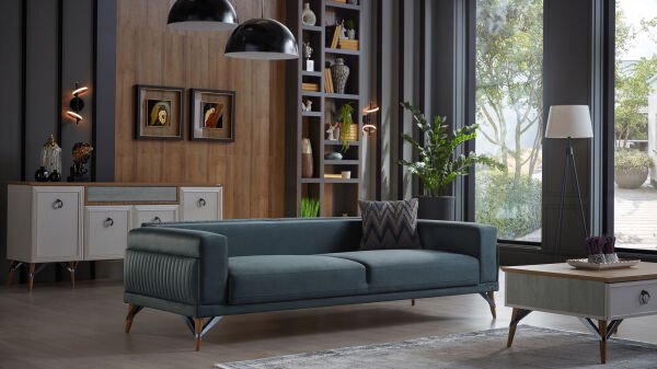 Valencia Koltuk Takımı (3+3+B+B) Bej  - Yeşil
