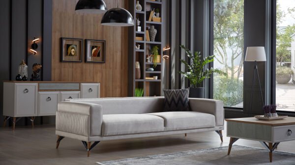Valencia Koltuk Takımı (3+3+B+B) Bej  - Yeşil