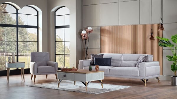 Valencia Koltuk Takımı (3+3+B+B) Gri - Lacivert