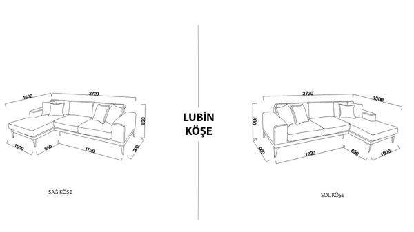 Lubin Köşe Sol Koltuk - Gül Kurusu Gül Kurusu