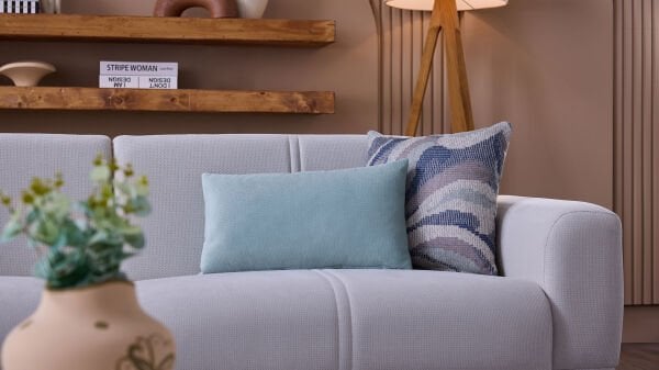 Majer S Üçlü Koltuk - Gri - Meşe Renk Ayak