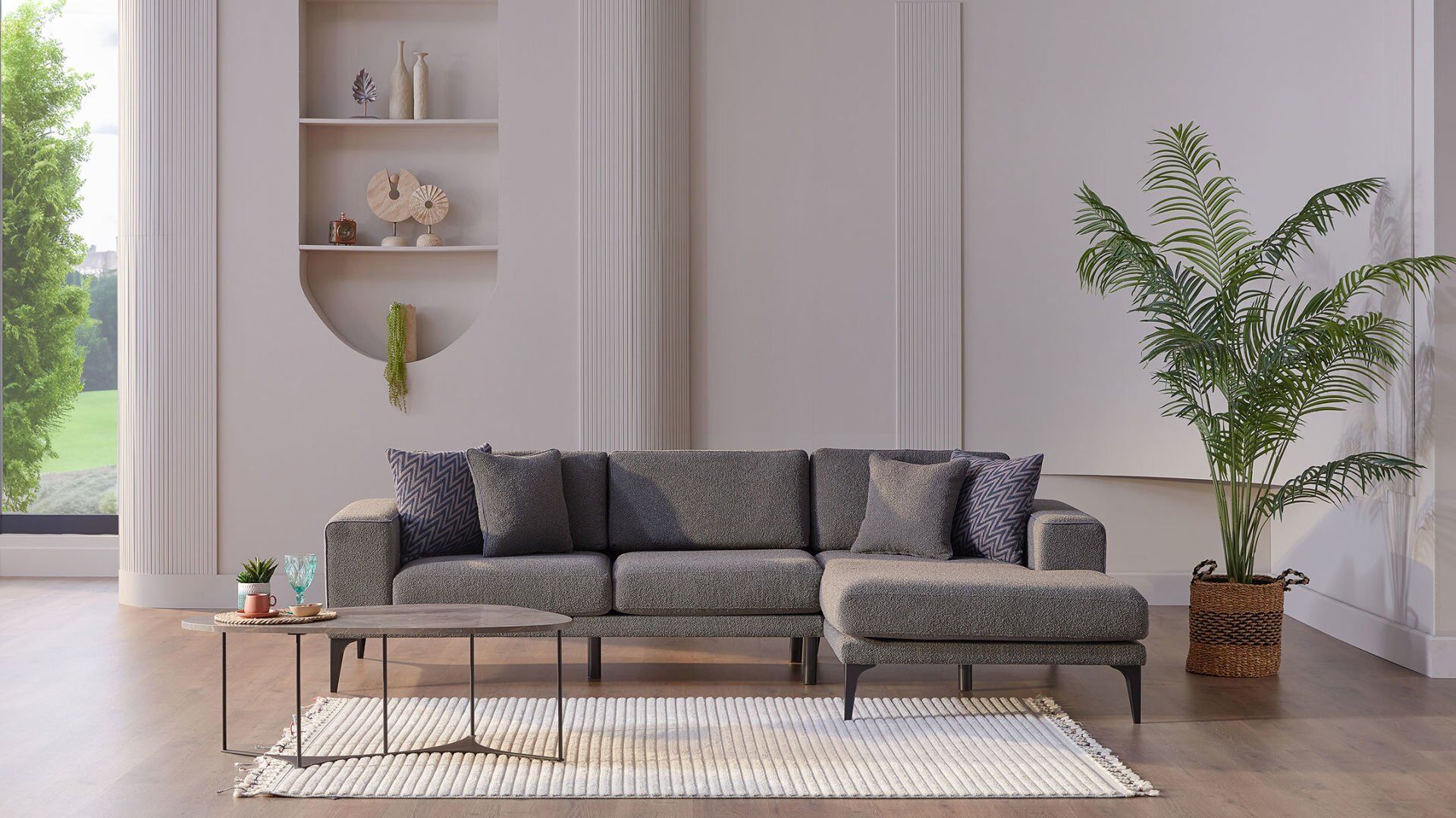 Lubin Köşe Sol Koltuk - Koyu Gri Koyu Gri