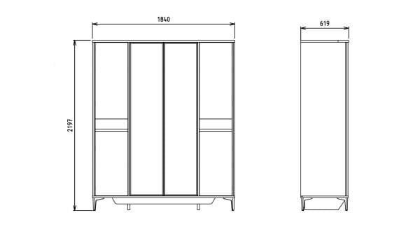 Mona 4 Kapaklı Gardırop